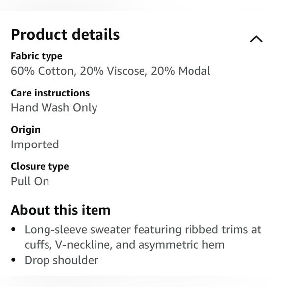 🌹VINCE CAMUTO V NECK ASYH HEM DROP NEEDLE SWEATER - Picture 5 of 5